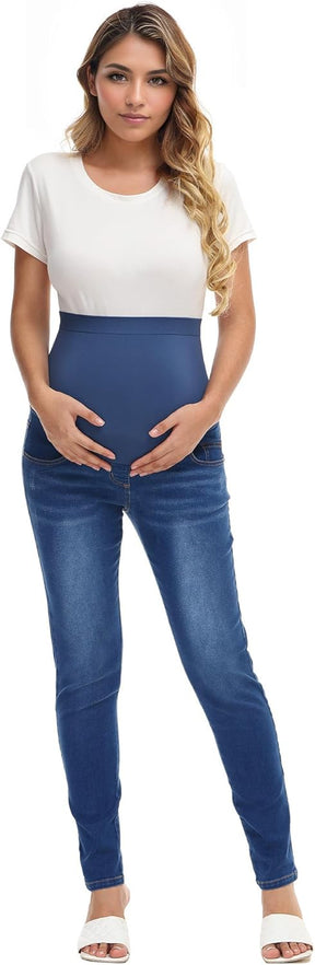 HOFISH Women's Support Skinny Jeans Over The Belly Utimate Comfort Stretchy Pregnancy Denim Pants