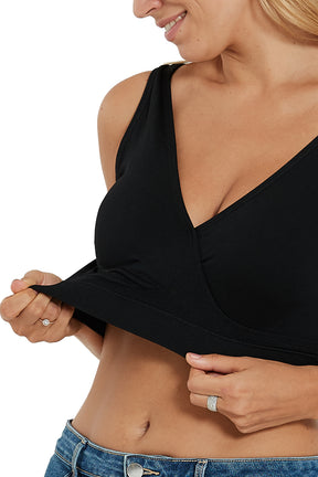 HOFISH Women's Seamless Wirefree Maternity Breastfeeding Bra Everyday Sleep Bra 3*black
