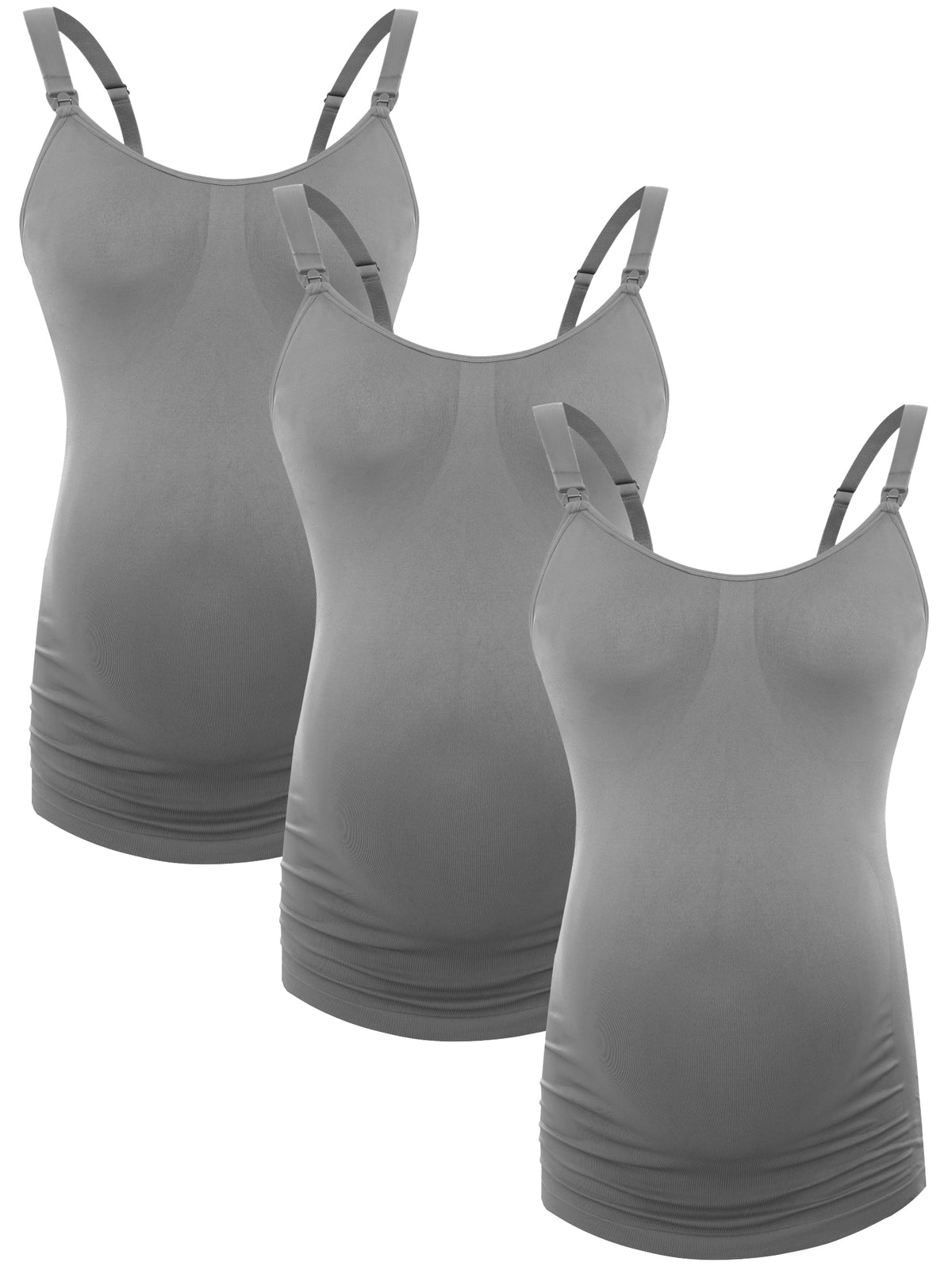 HOFISH Women's Breast Feeding Tops,Maternity Nursing Cami with Build in Shelf Bra Non-padded  Greyx 3