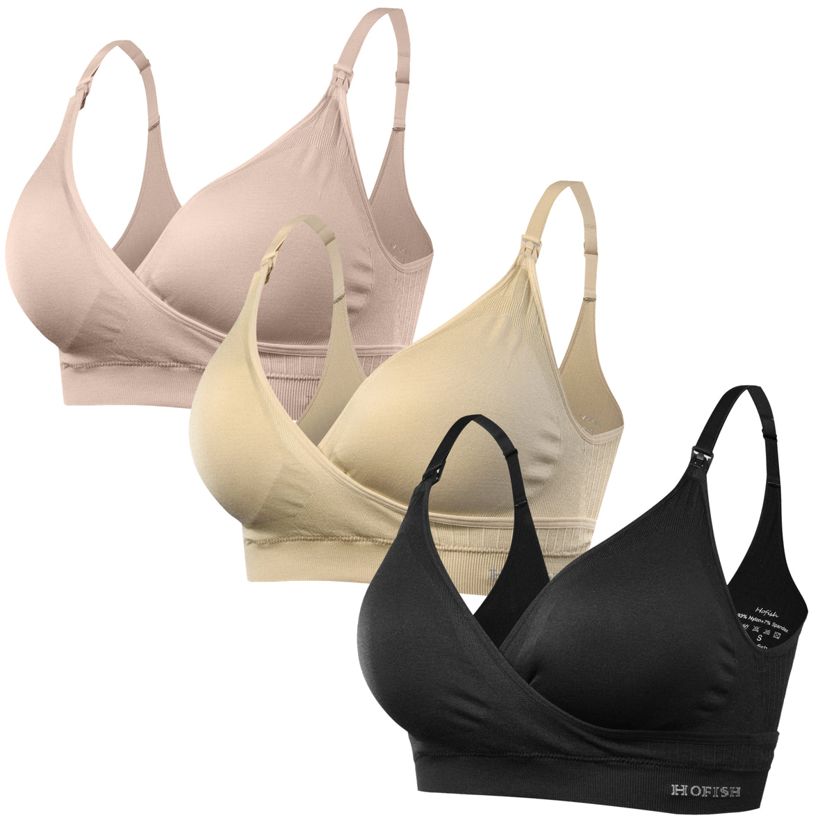 HOFISH Women's Maternity Pregnancy Seamless Breastfeeding Bras No Underwire  Black Beige Pink Small : : Clothing, Shoes & Accessories