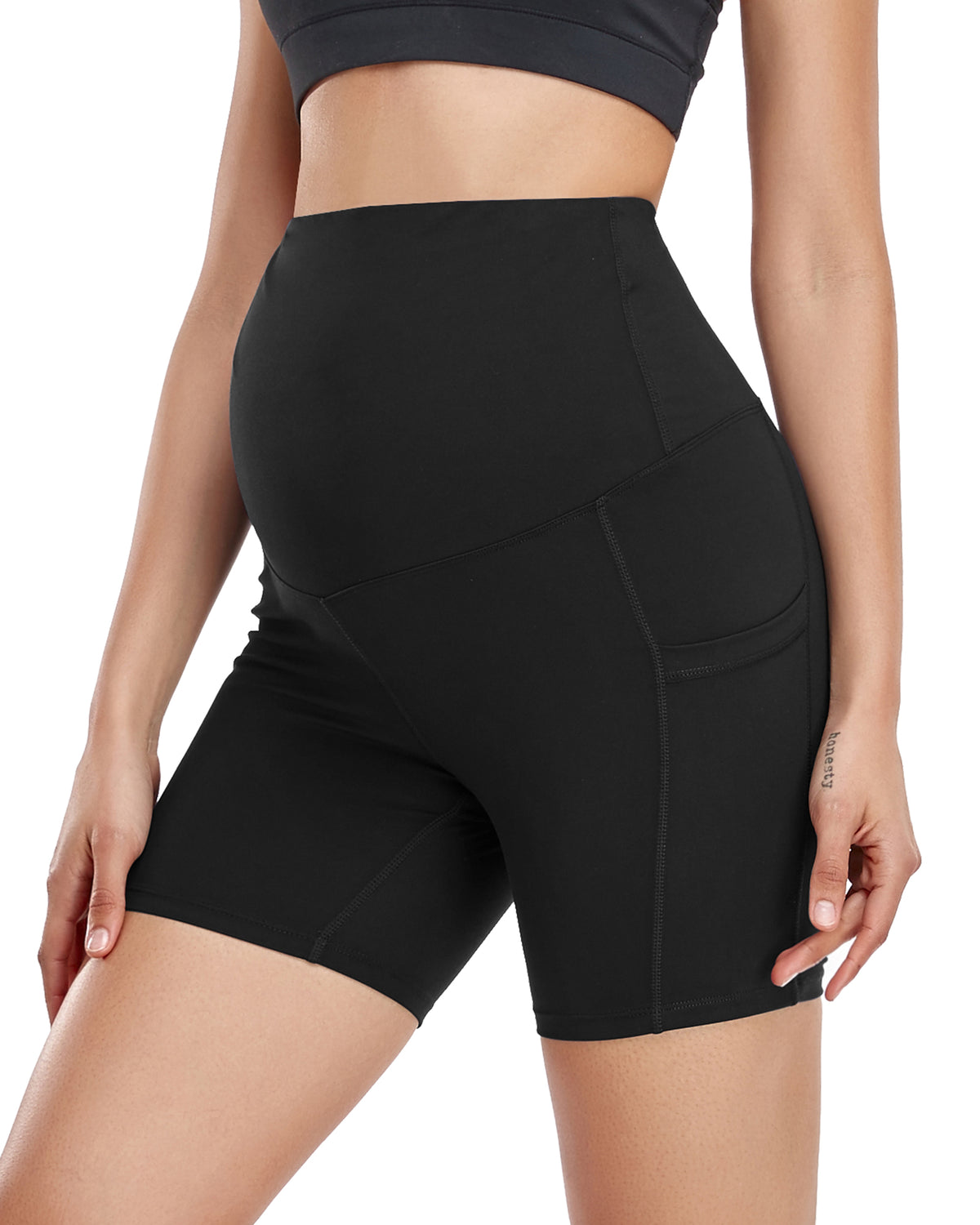 Women's Ultra-Soft Stretchy Maternity Legging Shorts Black