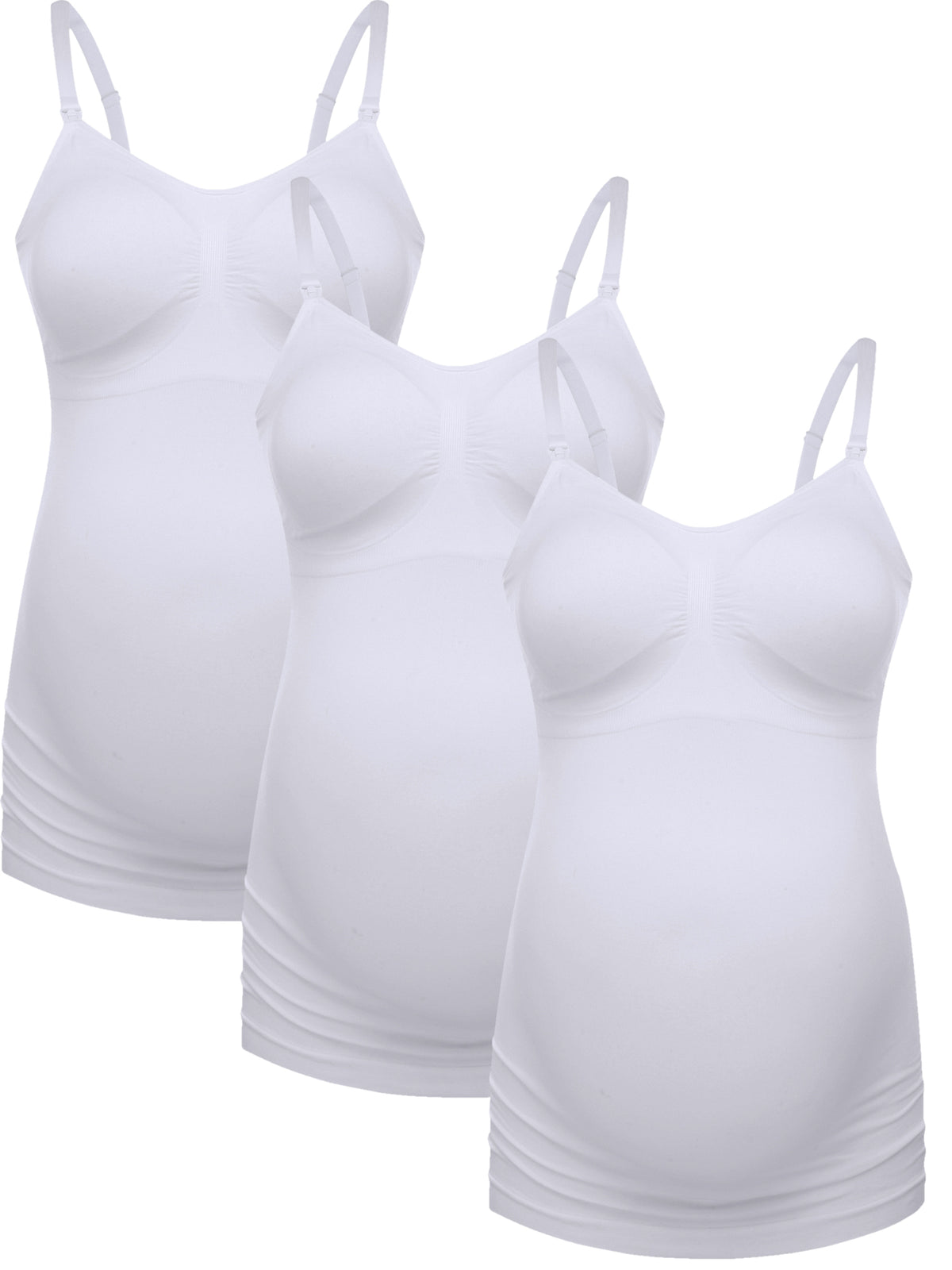 HOFISH Women's Breast Feeding Tops,Maternity Nursing Cami with Build in Shelf Bra 3packwhite