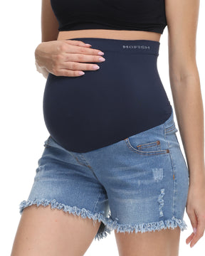Over The Belly Pregnancy Support Maternity Shorts Light Blue