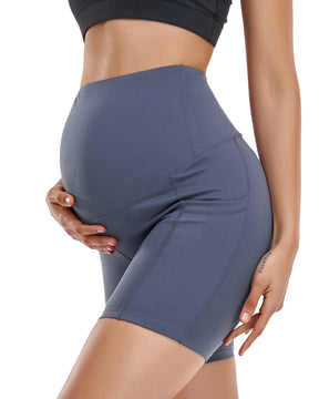 Women's Ultra-Soft Stretchy Maternity Legging Shorts Grey