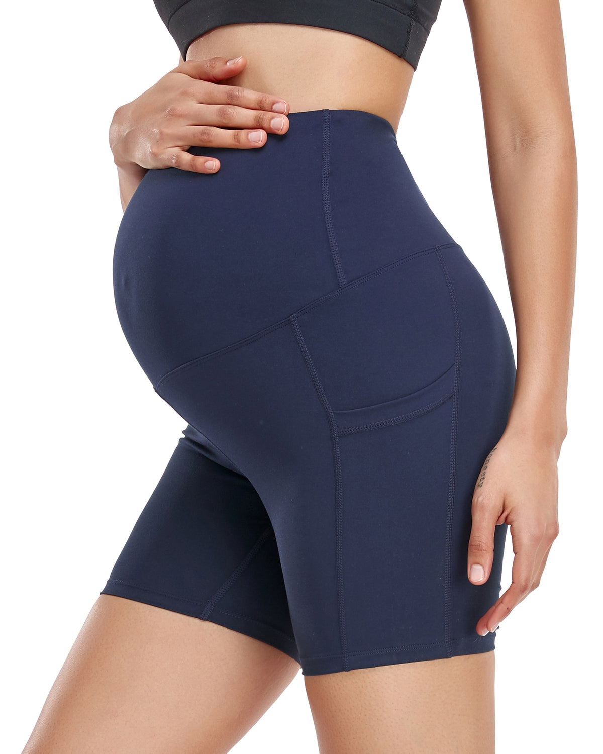 Women's Ultra-Soft Stretchy Maternity Legging Shorts Blue