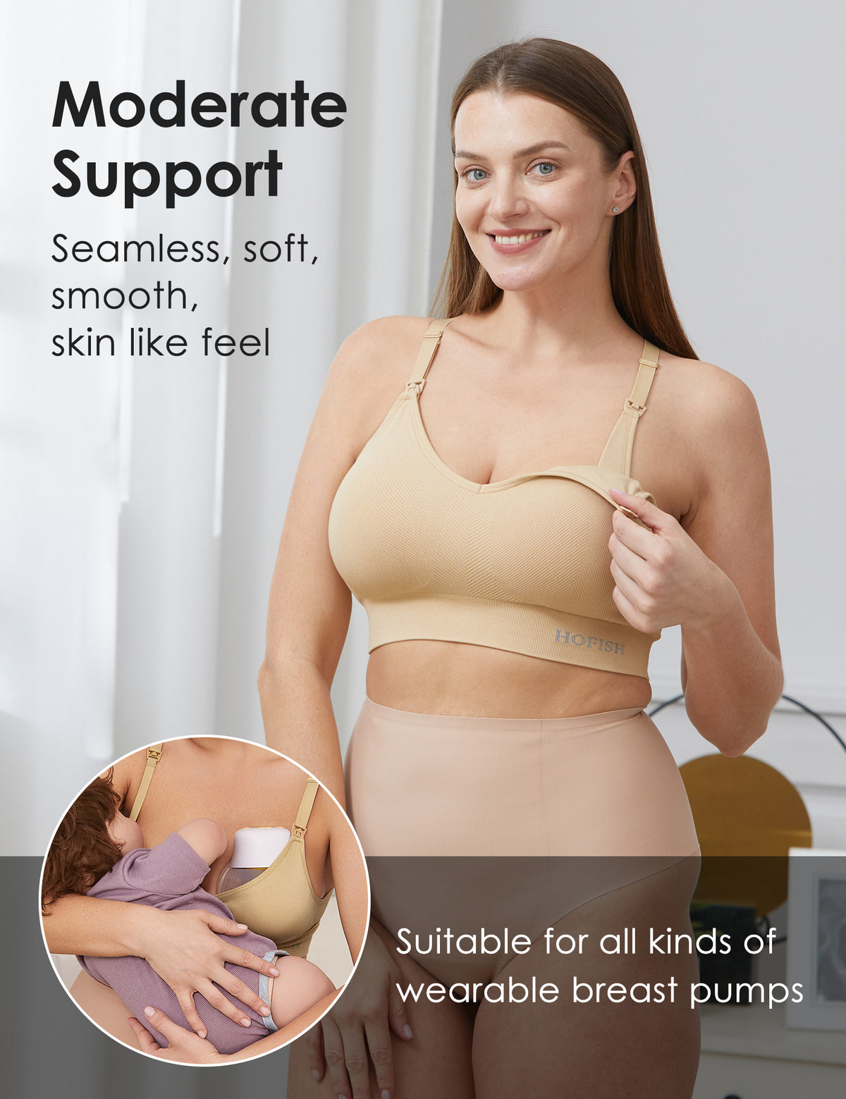 Nourish by BeliBea Seamless Nursing and Hands-Free Pumping Bra - Black –  Figure 8 Outlet