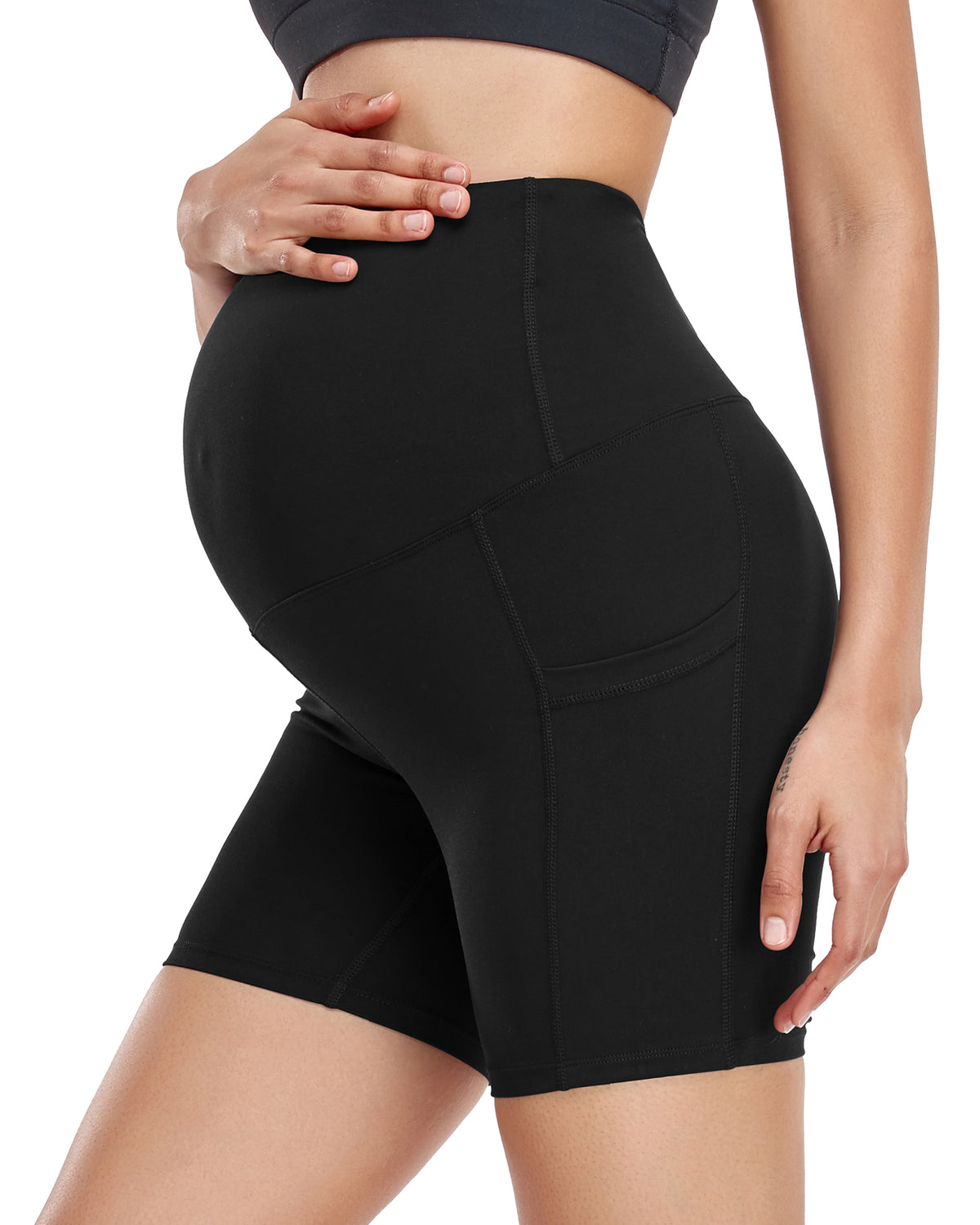 Women's Ultra-Soft Stretchy Maternity Legging Shorts Black