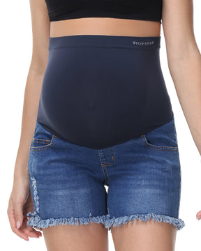 Over The Belly Pregnancy Support Maternity Shorts Medium Blue