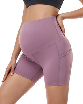 Women's Ultra-Soft Stretchy Maternity Legging Shorts Purple