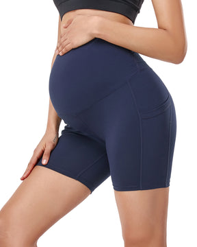 Women's Ultra-Soft Stretchy Maternity Legging Shorts Blue