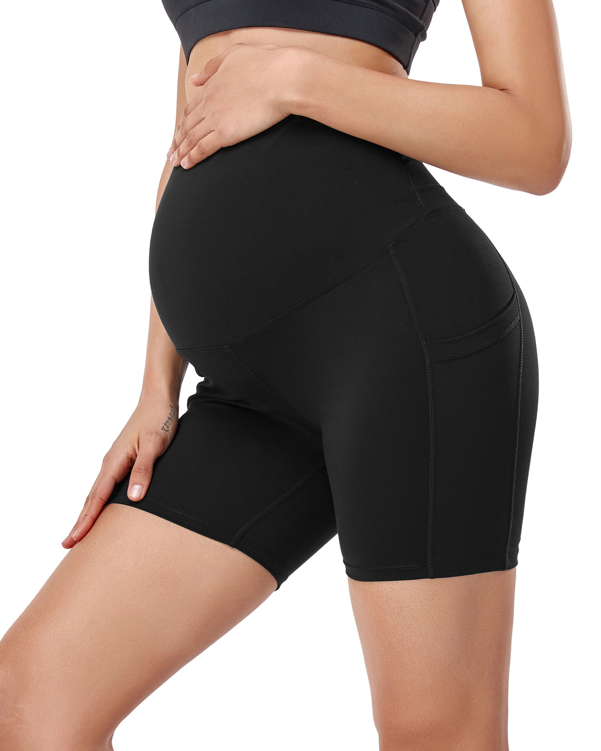 Women's Ultra-Soft Stretchy Maternity Legging Shorts Black