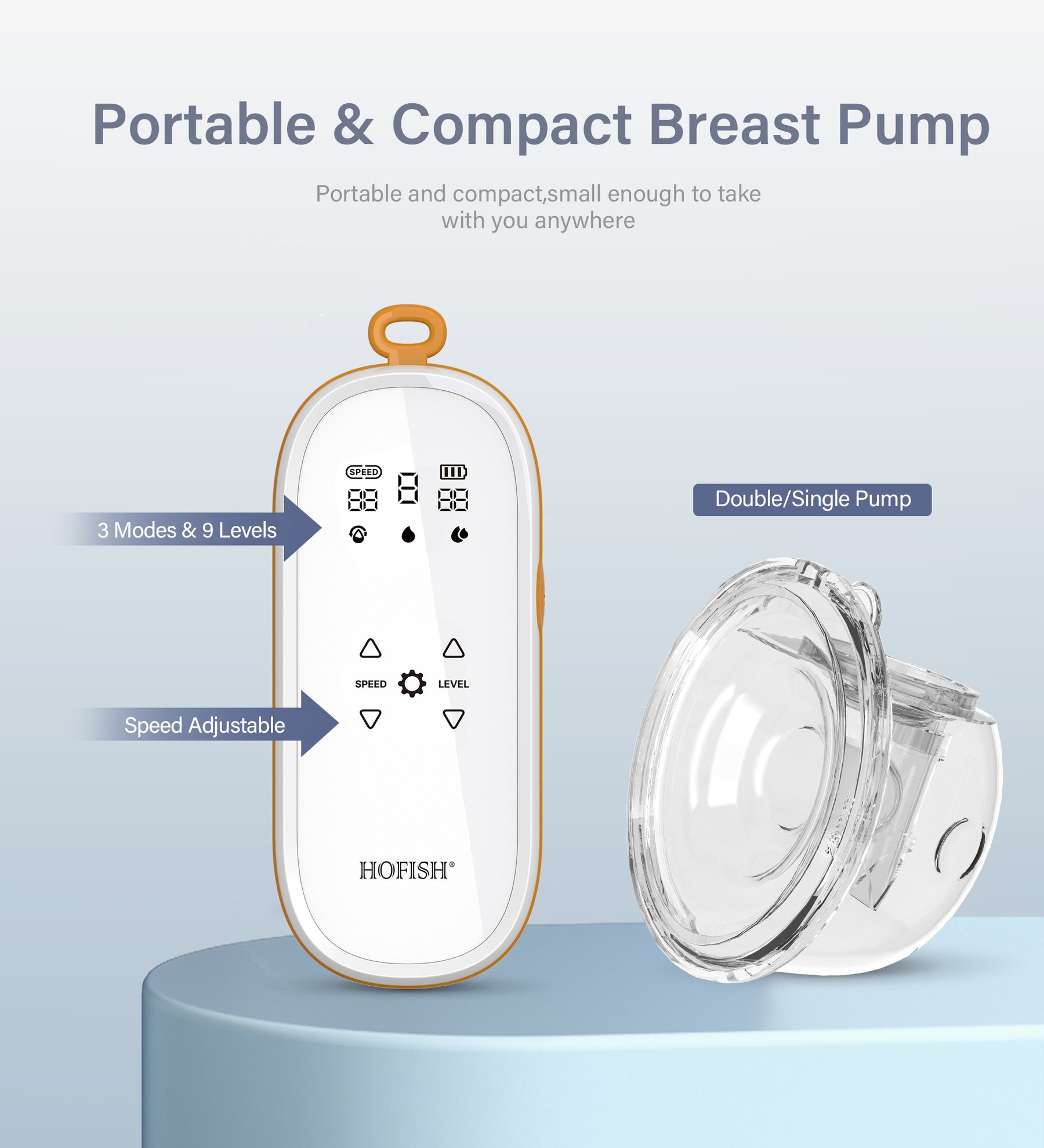 Electric Portable Breast Pump-Hands-Free Double Breast Pump with 3 Modes & 9 Levels-Wearable Breast Pump with 28 MM Flange-8009D