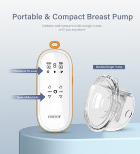 Electric Portable Breast Pump-Hands-Free Double Breast Pump with 3 Modes & 9 Levels-Wearable Breast Pump with 28 MM Flange-8009D