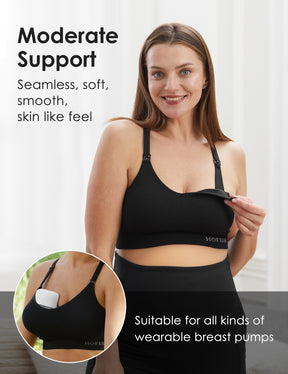 HOFISH Seamless Support Nursing Bra Medium Impact Maternity Nursing Sports Bras Breastfeeding Bra for Pregnancy Postpartum