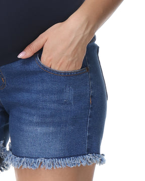 Over The Belly Pregnancy Support Maternity Shorts Medium Blue