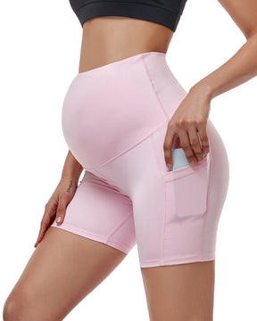 Women's Ultra-Soft Stretchy Maternity Legging Shorts Pink