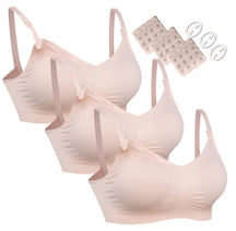 HOFISH 3PACK Full Bust Seamless Nursing Maternity Bras Bralette S-XXL with Extra Bra Extenders & Clips Pink