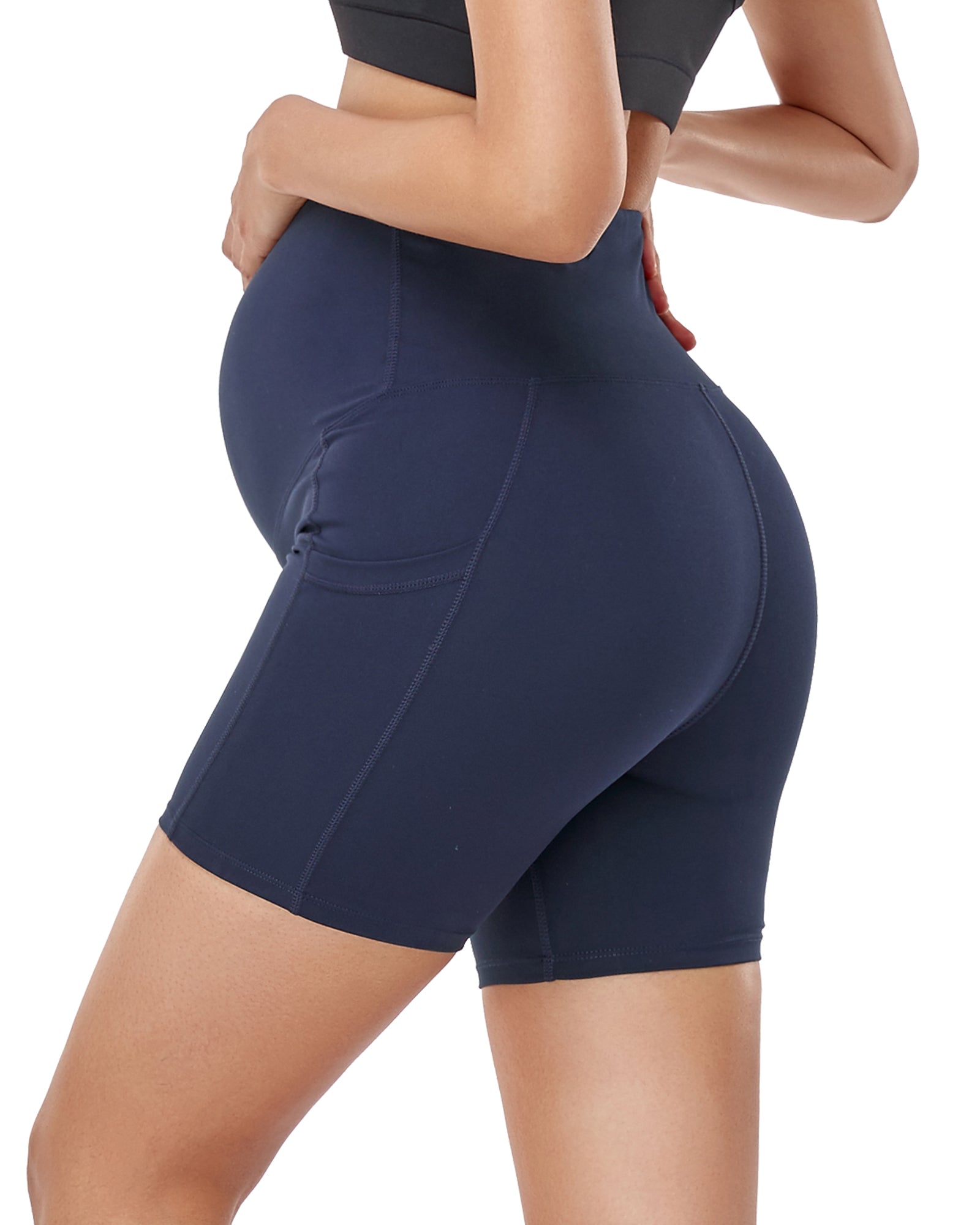 Women's Ultra-Soft Stretchy Maternity Legging Shorts Blue