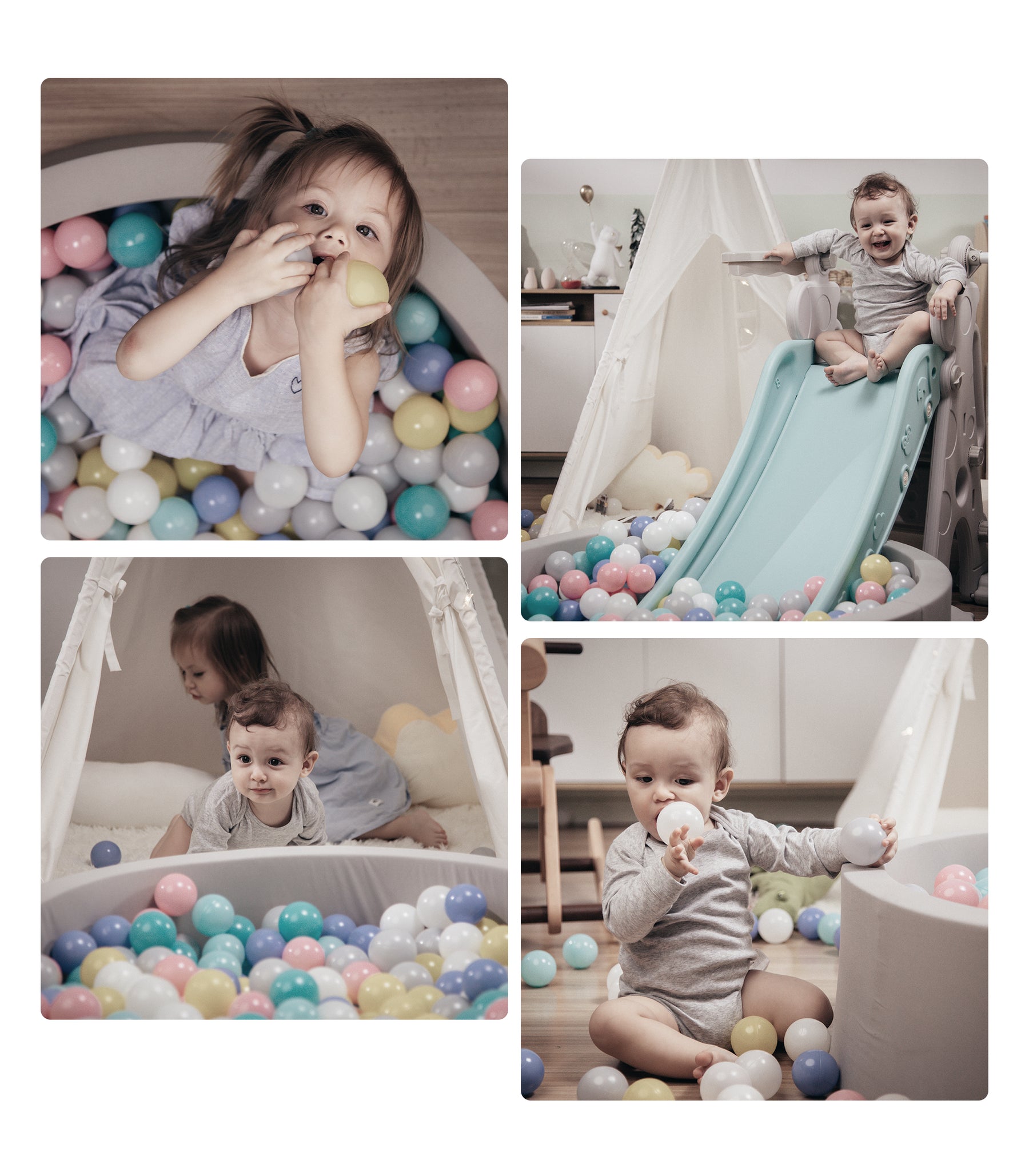 Foam Ball Pit for Toddler Children - (Balls NOT Included) Light Grey