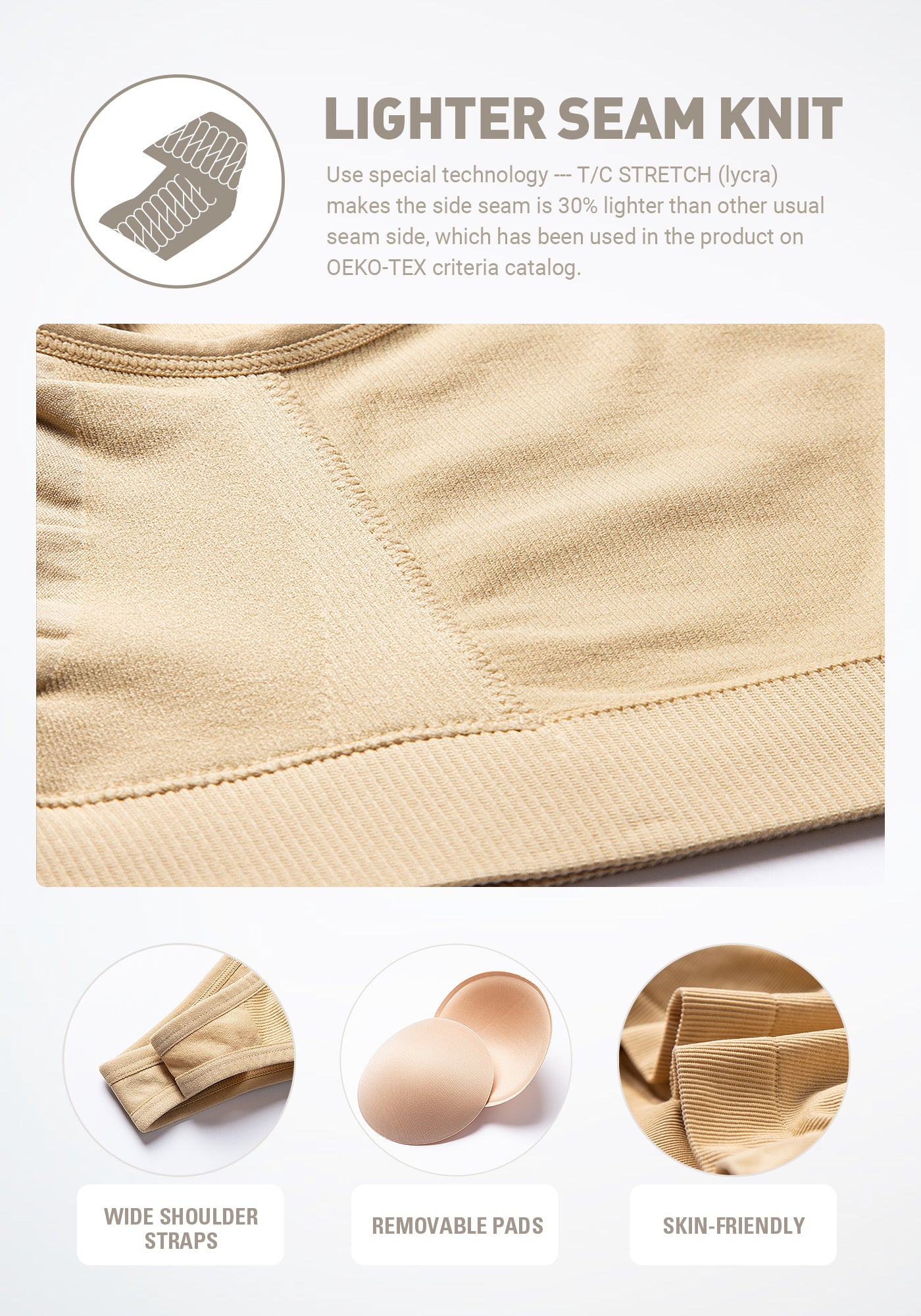 HOFISH Women's Seamless Wirefree Maternity Breastfeeding Bra Everyday Sleep Bra  black/Beige/Cream