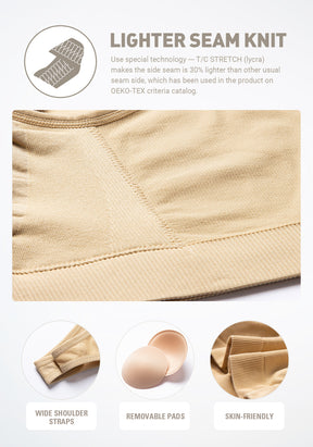 HOFISH Women's Seamless Wirefree Maternity Breastfeeding Bra Everyday Sleep Bra  black/Beige/Cream
