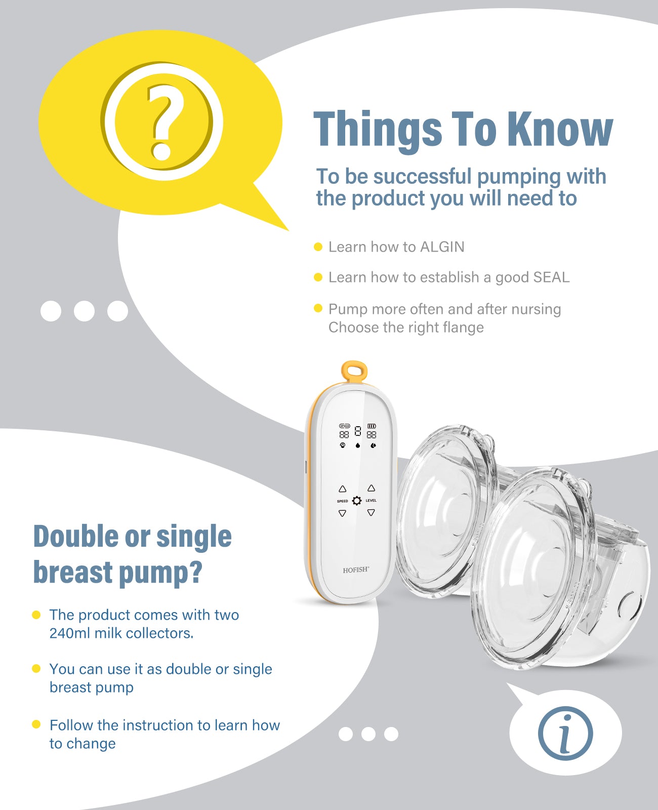 Electric Portable Breast Pump-Hands-Free Double Breast Pump with 3 Modes & 9 Levels-Wearable Breast Pump with 28 MM Flange-8009D