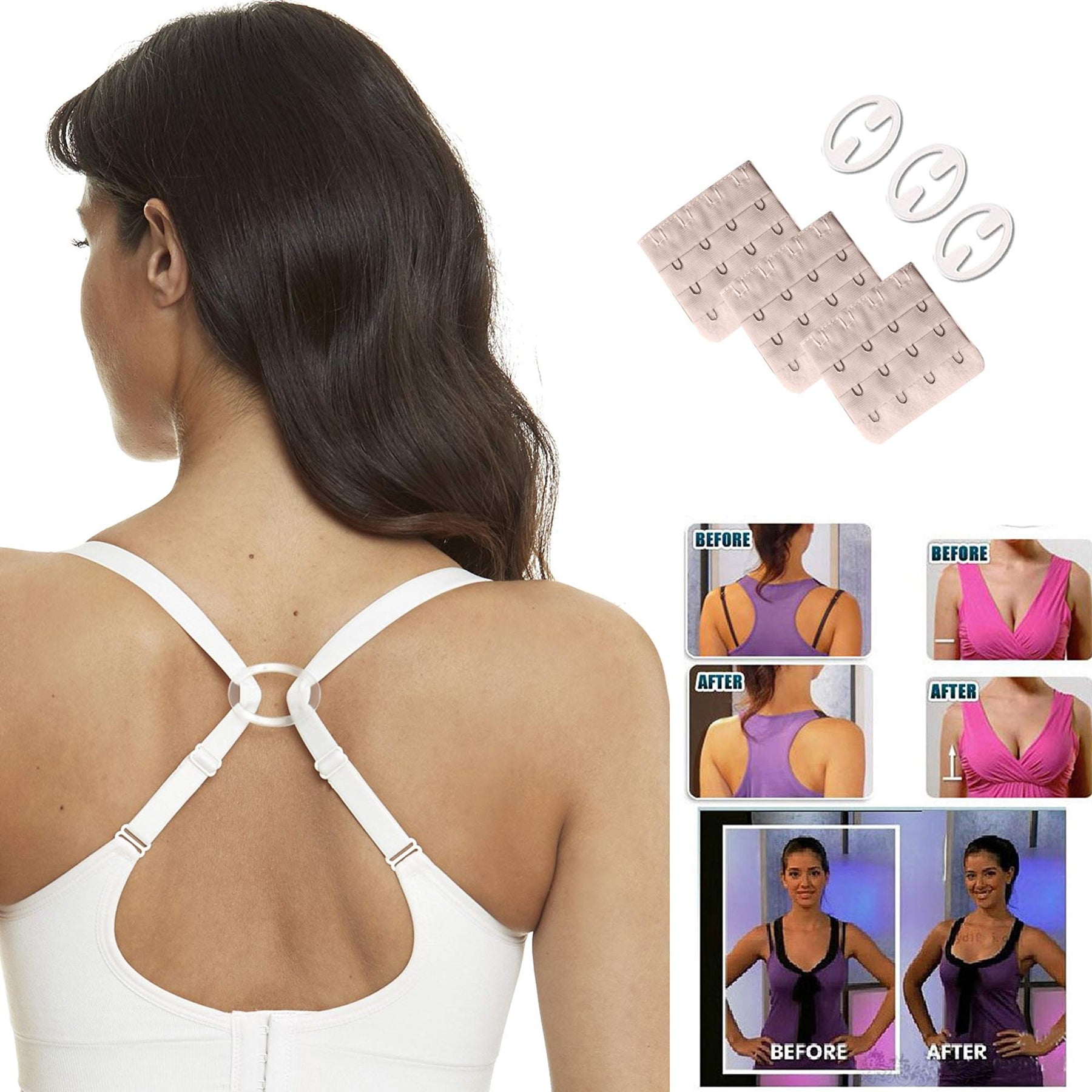 HOFISH 3PACK Full Bust Seamless Nursing Maternity Bras Bralette S-XXL with Extra Bra Extenders & Clips Pink