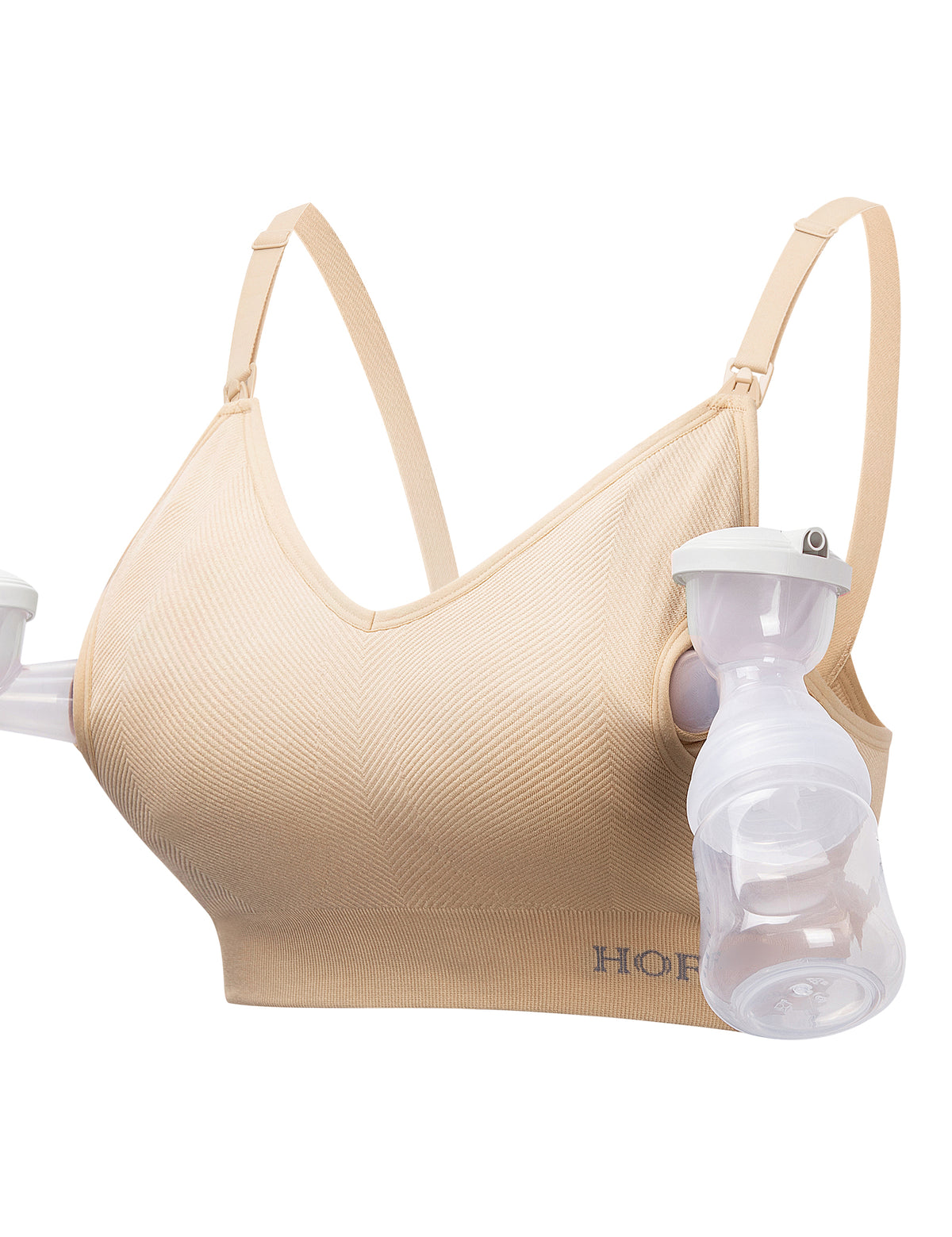 HOFISH Women's Seamless All-in-One Hands Free Pumping Bra Supportive Maternity Nursing & Everyday Bra